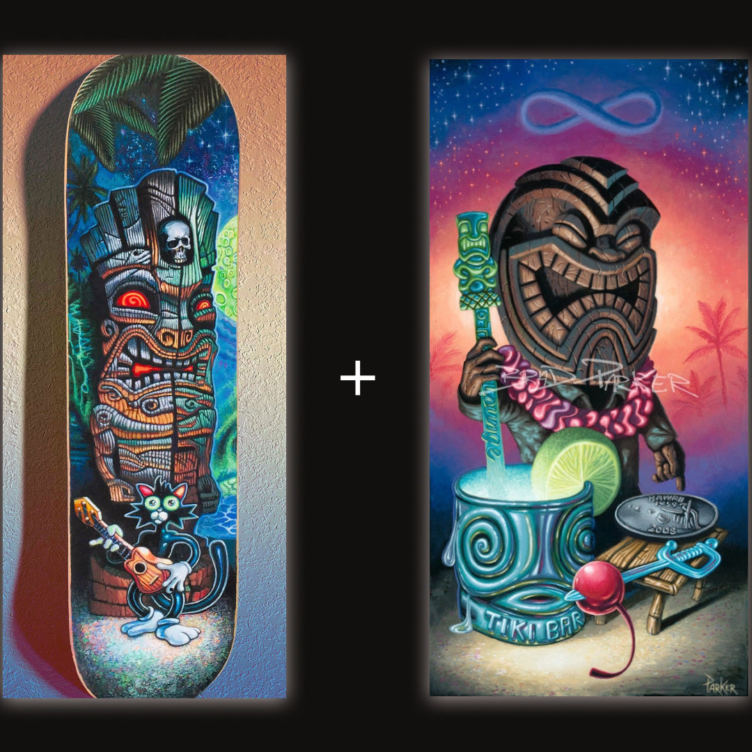 Blue Tiki Cat Autographed Canvas Giclee main image 1