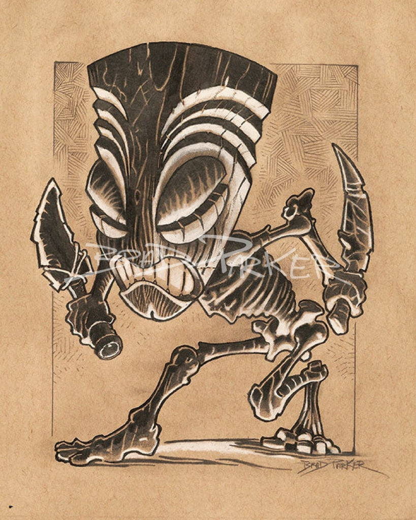 GHOST Tiki - Monochromatic Giclee - GORGEOUS! – Tiki Shark Art
