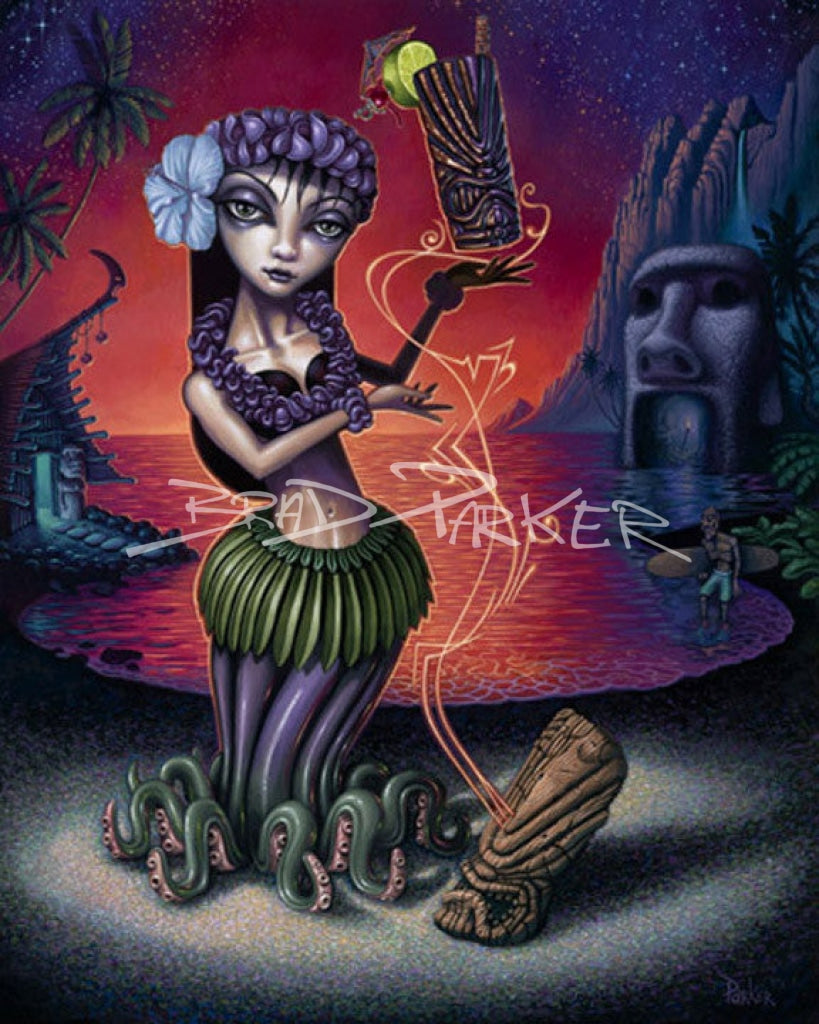 Jungle Witch - Canvas Giclee | Lowbrow Artist Brad Parker - Tiki