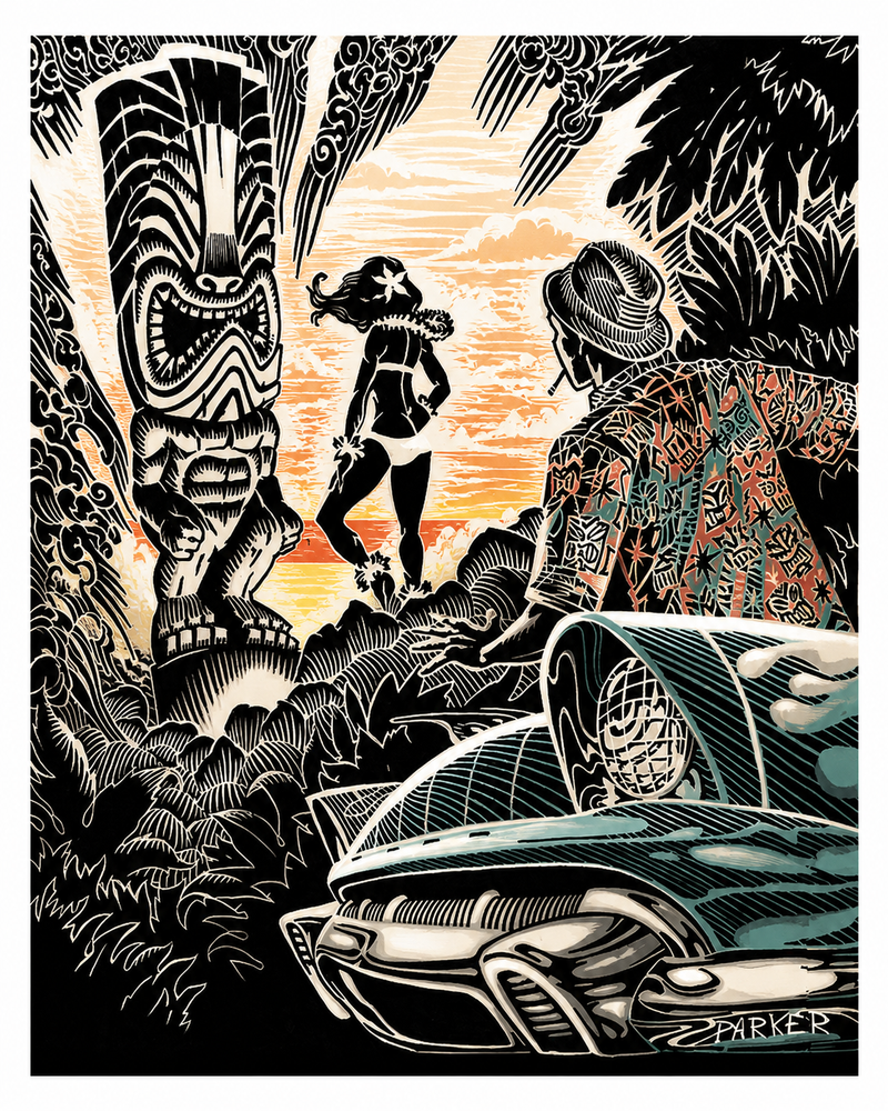 Tiki Shark Art | Authentic Tiki Artwork | Hawaiiana Art by Brad Parker
