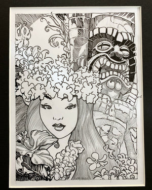 
                  
                    The Tropical - Original Art Pencil and Ink - Double Matted & Framed
                  
                