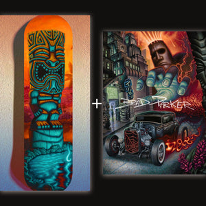 
                  
                    Tiki of the Blue Pool Skate Deck + FREE Paper Giclee of your Choice! COMES COMPLETE WITH HANGING HARDWARE!  NEW FOR 2024!!
                  
                