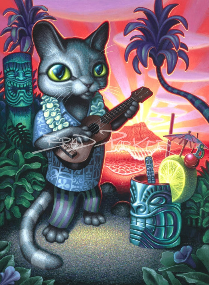 Tiki Cat - Canvas Giclee